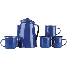 Stansport Enamel Percolator Coffee Pot &amp;amp; 4 Mug Set STN1123003